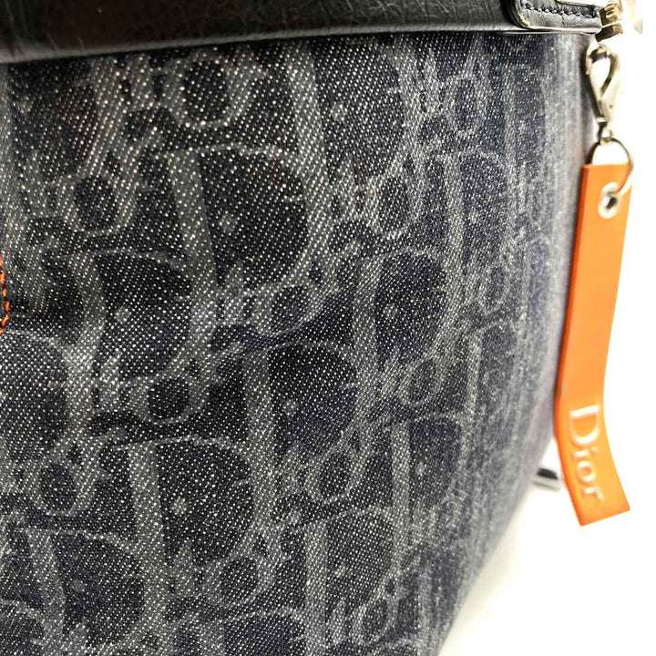 Dior ディオール トートバッグ トロッター フライトライン ネイビー/オレンジ キャンバス レザー