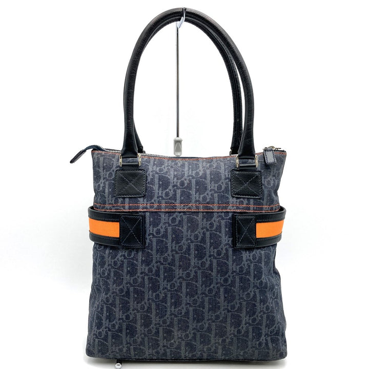 Dior ディオール トートバッグ トロッター フライトライン ネイビー/オレンジ キャンバス レザー