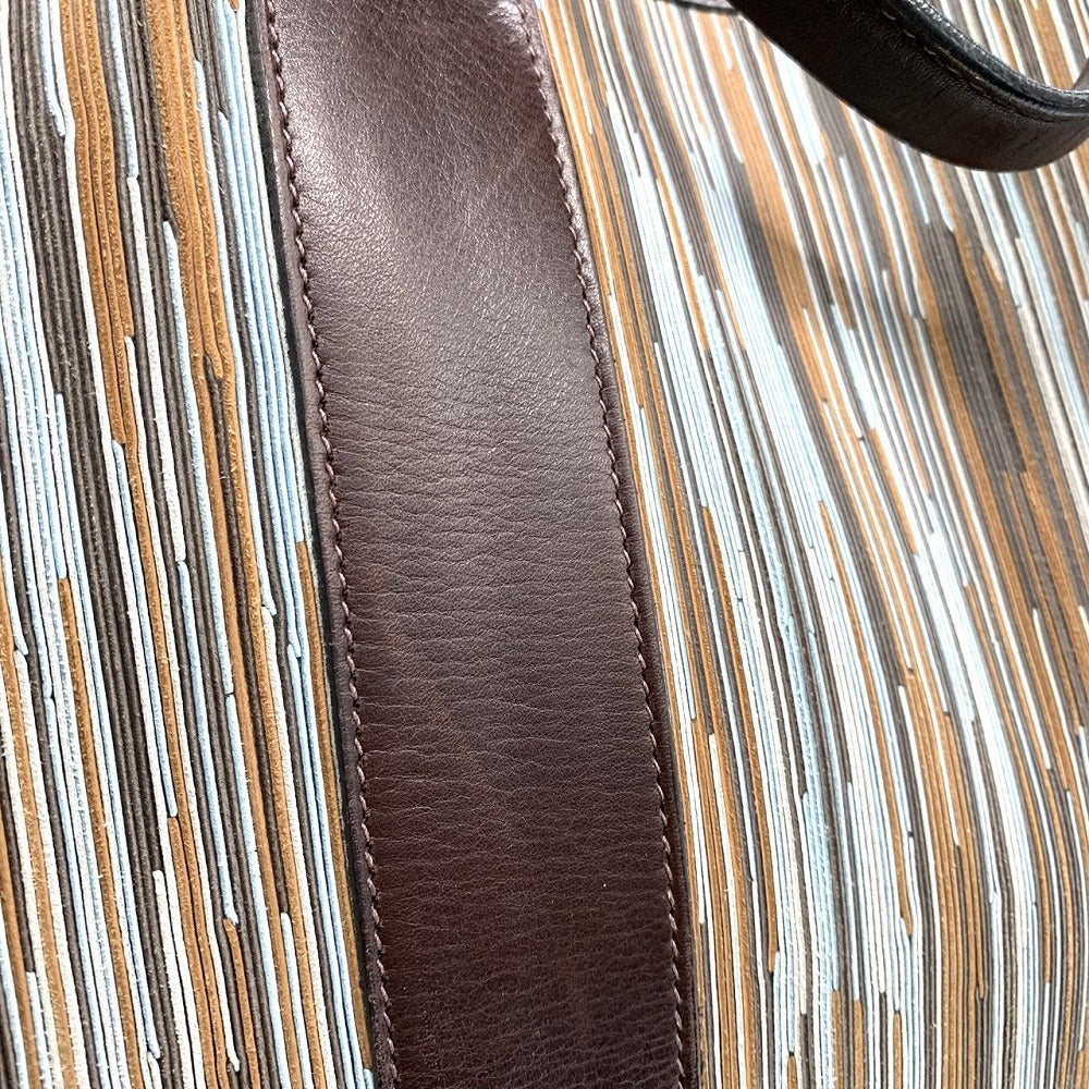 HERMES エルメス フールトゥMM ヴィブラート トートバッグ □E刻印 ビジネス A4入る レザー ブラウン ブルー