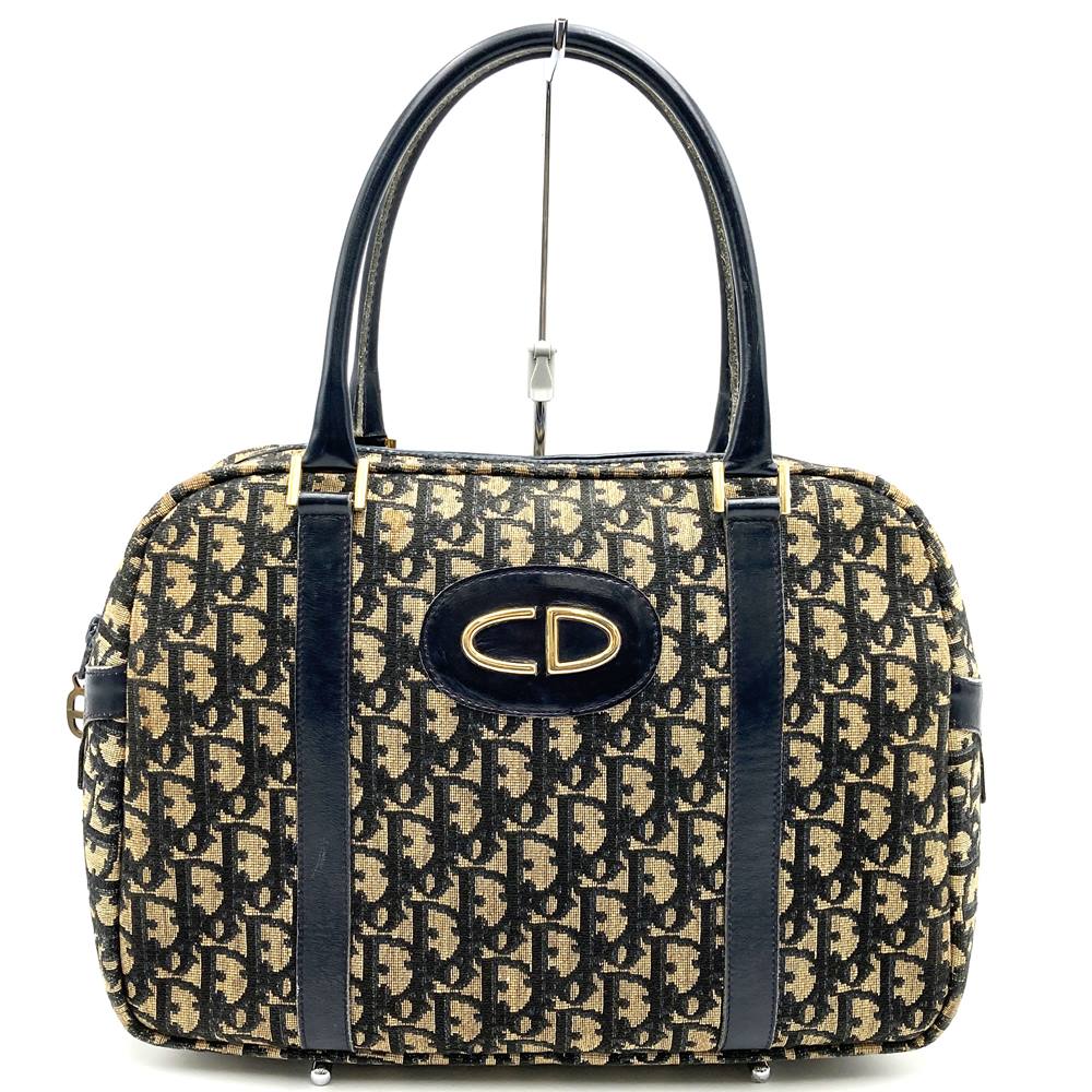 Dior ディオール トロッター ヴィンテージ ハンドバッグ ボストン ネイビー 紺 キャンバス