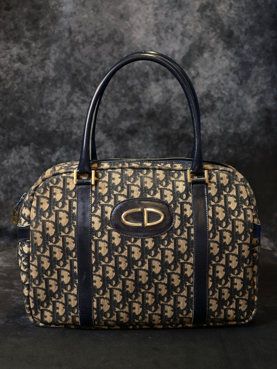Dior ディオール トロッター ヴィンテージ ハンドバッグ ボストン ネイビー 紺 キャンバス