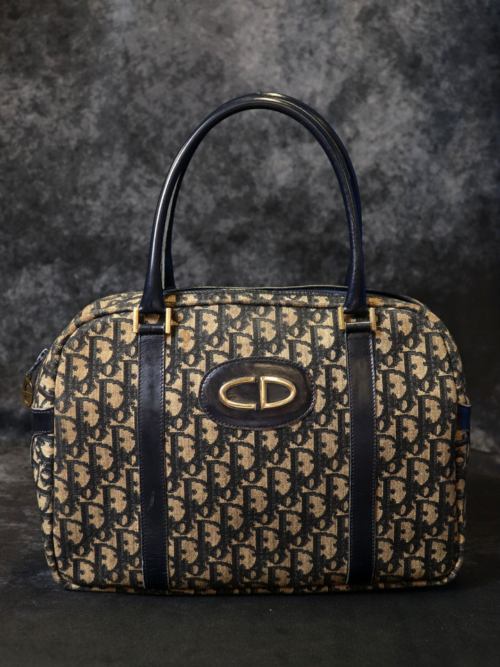 Dior ディオール トロッター ヴィンテージ ハンドバッグ ボストン ネイビー 紺 キャンバス