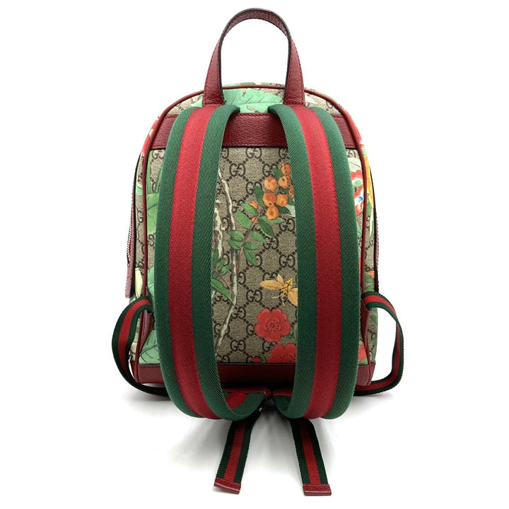 GUCCI グッチ 2016春夏ティアン 427042 リュック・デイパック 鳥花 マルチカラー グリーン/イエロー/レッド GGスプリームキャンバス/レザー
