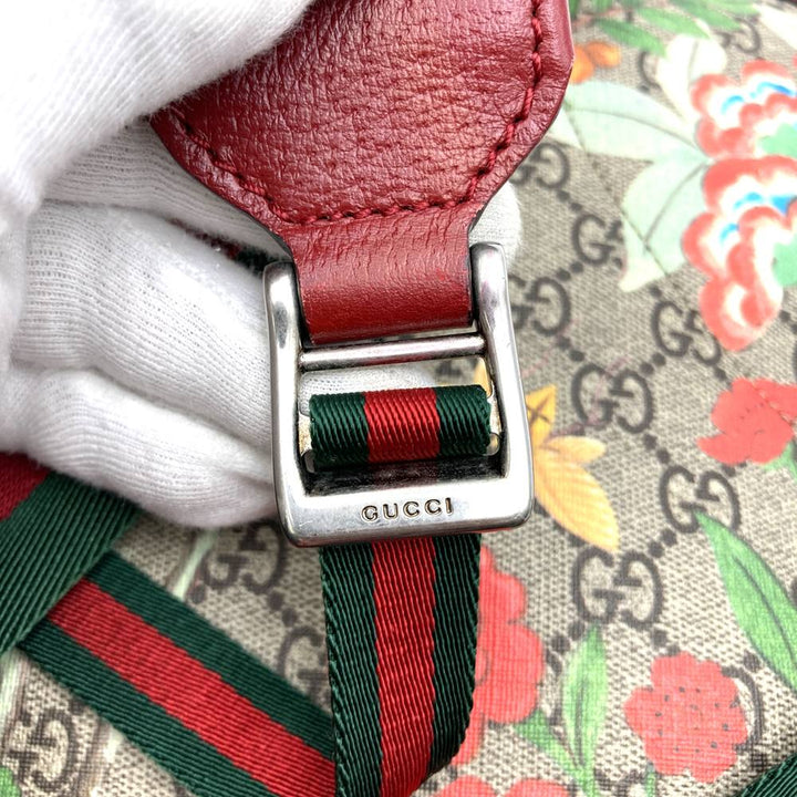 GUCCI グッチ 2016春夏ティアン 427042 リュック・デイパック 鳥花 マルチカラー グリーン/イエロー/レッド GGスプリームキャンバス/レザー