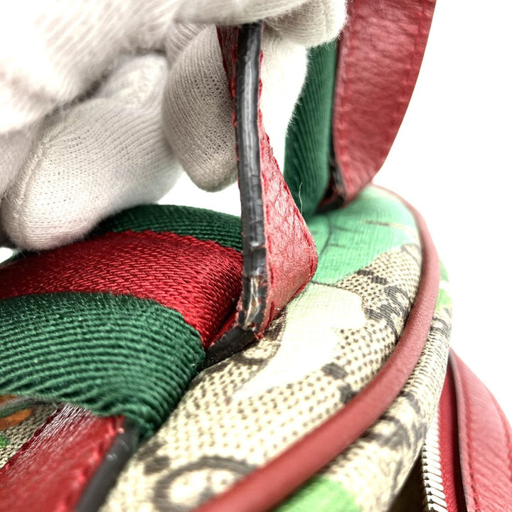 GUCCI グッチ 2016春夏ティアン 427042 リュック・デイパック 鳥花 マルチカラー グリーン/イエロー/レッド GGスプリームキャンバス/レザー