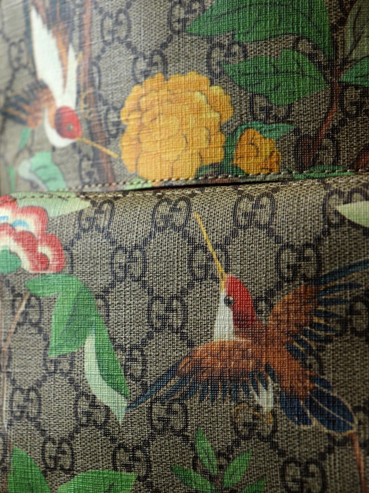 GUCCI グッチ 2016春夏ティアン 427042 リュック・デイパック 鳥花 マルチカラー グリーン/イエロー/レッド GGスプリームキャンバス/レザー
