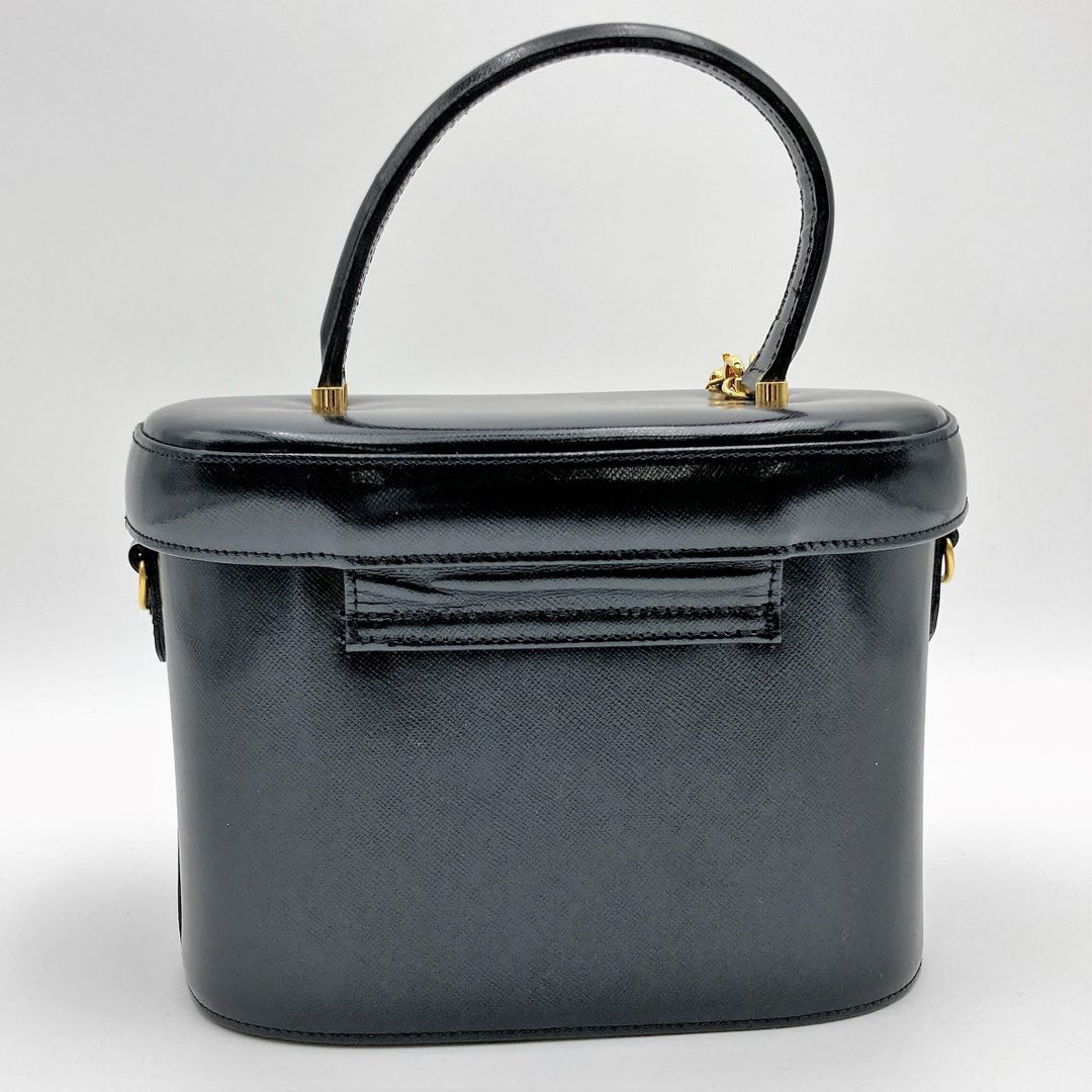 美品 VERSACE ヴェルサーチ バニティバッグ メイクケース コスメ ブラック ゴールドチャーム付き レザー小物