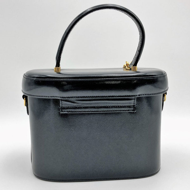 美品 VERSACE ヴェルサーチ バニティバッグ メイクケース コスメ ブラック ゴールドチャーム付き レザー小物