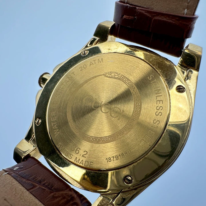 GUCCI グッチ 腕時計 ダイブ YA136219/136.2 デイト スネーク 蛇 へび クォーツ SS ブラック ゴールド レザー ブランド