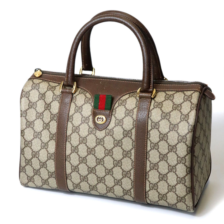 GUCCI グッチ ボストンバッグ ハンドバッグ ブラウン GGスプリーム シェリー オールドグッチ ヴィンテージ