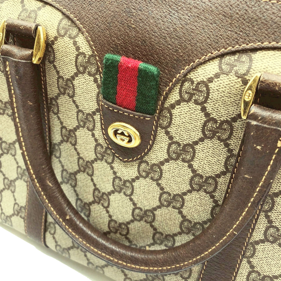 GUCCI グッチ ボストンバッグ ハンドバッグ ブラウン GGスプリーム シェリー オールドグッチ ヴィンテージ