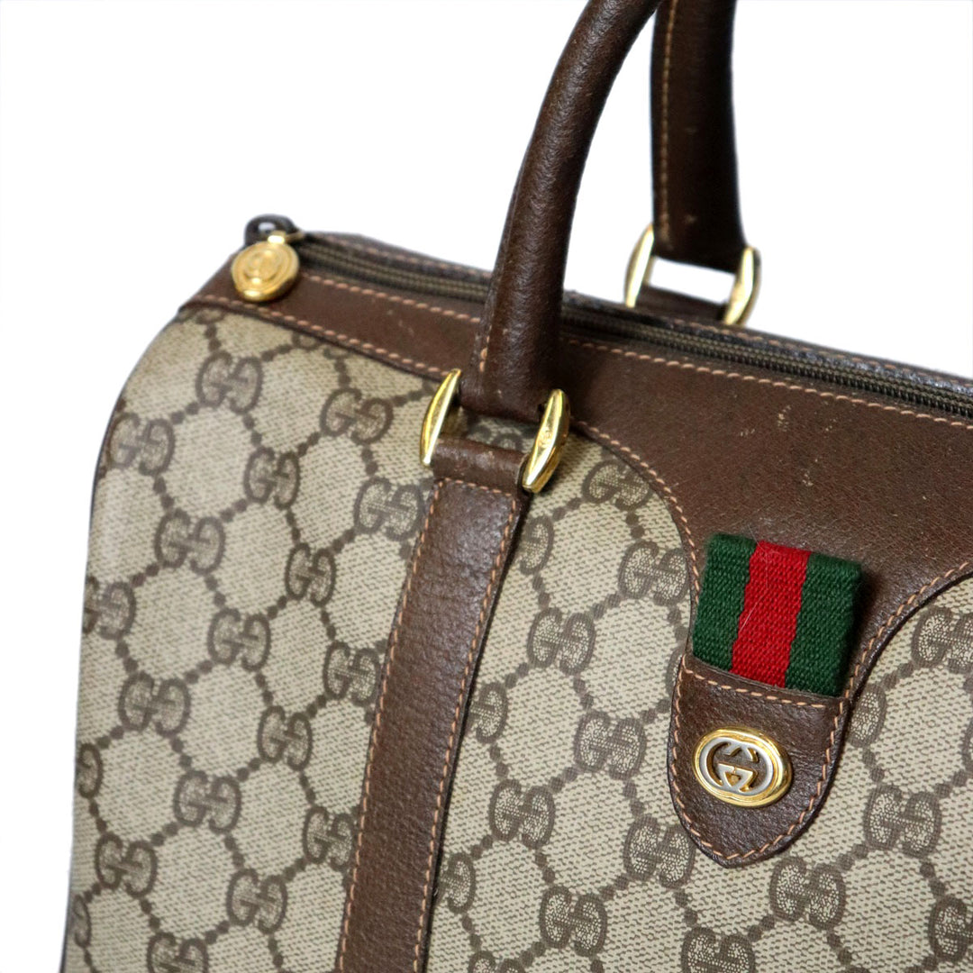 GUCCI グッチ ボストンバッグ ハンドバッグ ブラウン GGスプリーム シェリー オールドグッチ ヴィンテージ