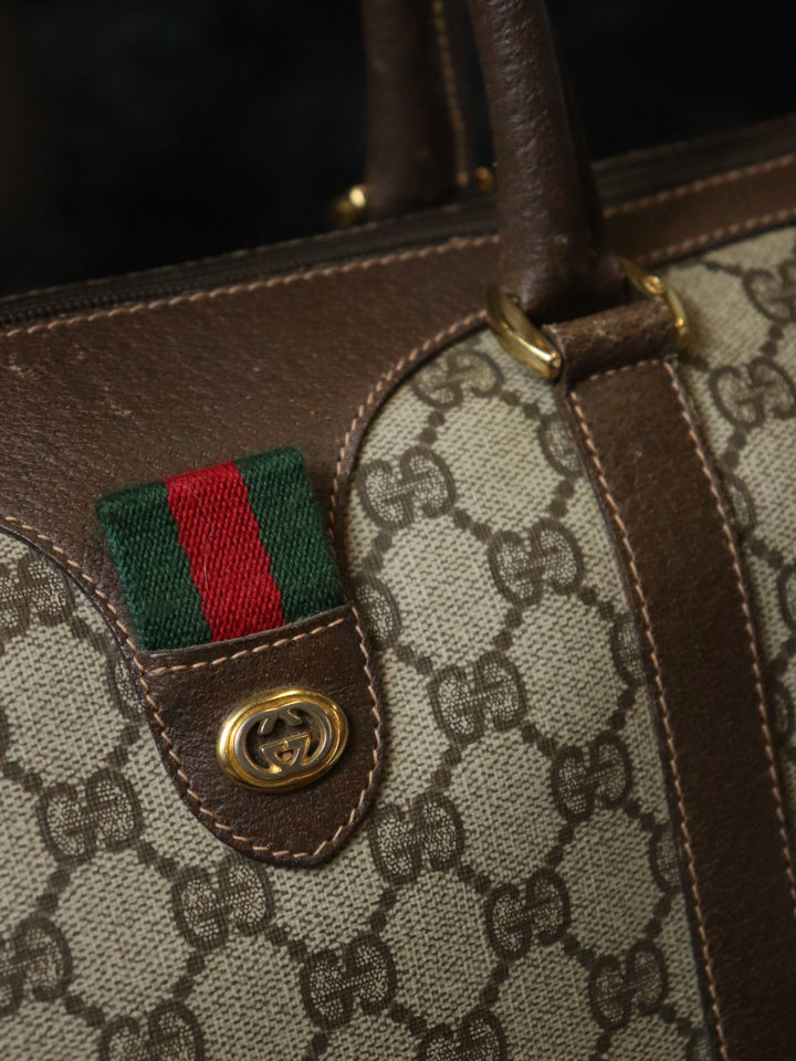 GUCCI グッチ ボストンバッグ ハンドバッグ ブラウン GGスプリーム シェリー オールドグッチ ヴィンテージ
