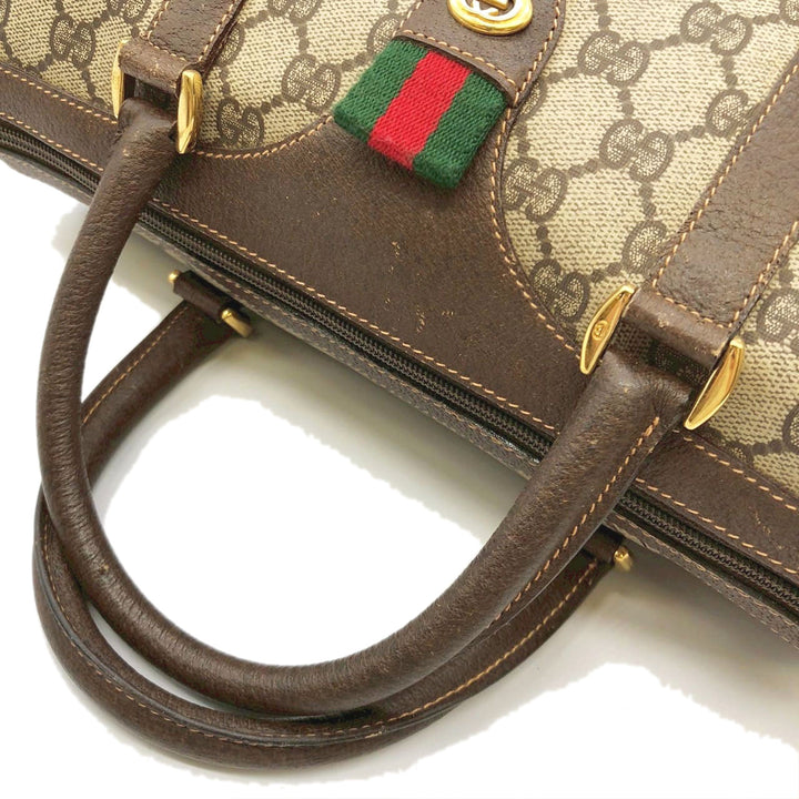 GUCCI グッチ ボストンバッグ ハンドバッグ ブラウン GGスプリーム シェリー オールドグッチ ヴィンテージ
