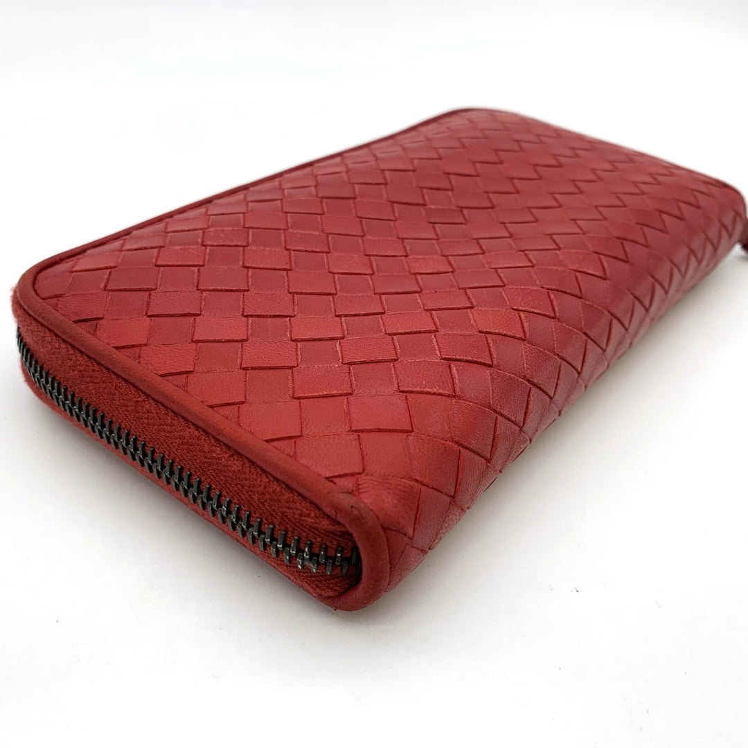 BOTTEGAVENETA ボッテガヴェネタ イントレチャート 長財布 ラウンドファスナー 財布 ウォレット レザー レッド