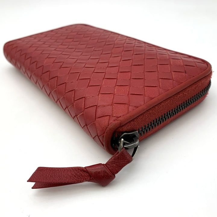 BOTTEGAVENETA ボッテガヴェネタ イントレチャート 長財布 ラウンドファスナー 財布 ウォレット レザー レッド