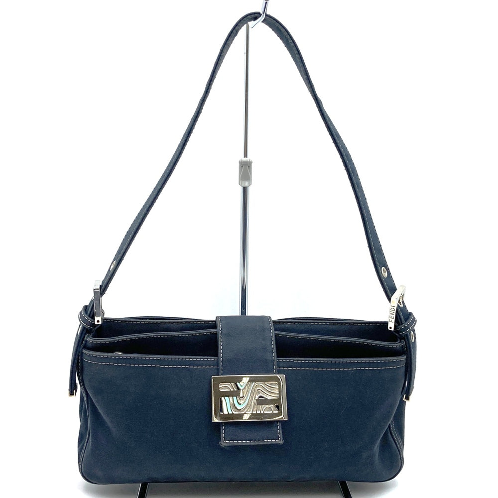 FENDI フェンディ 26772 ショルダーバッグ ハンドバッグ マンマ デニム マーブル キャンバス ネイビー