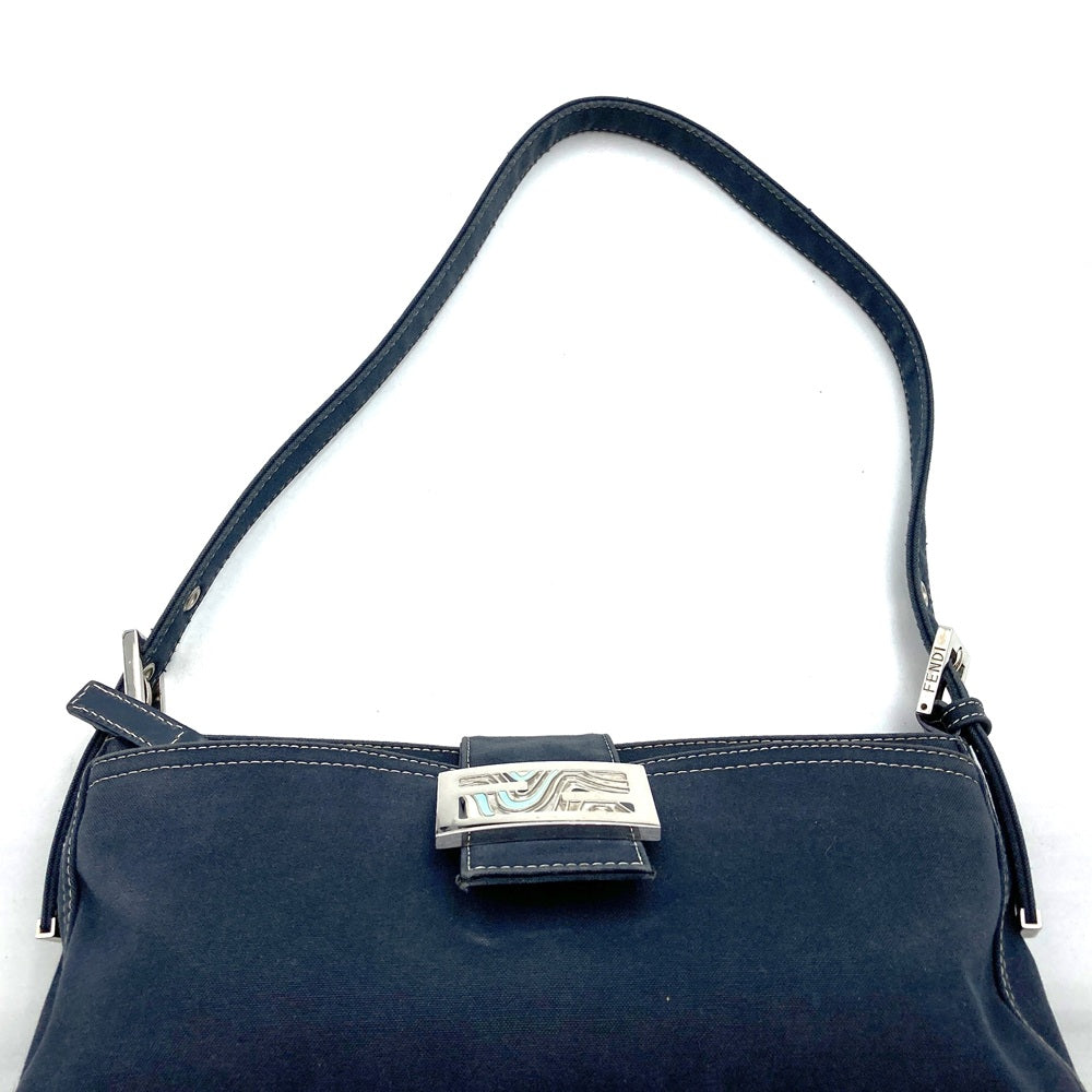 FENDI フェンディ 26772 ショルダーバッグ ハンドバッグ マンマ デニム マーブル キャンバス ネイビー