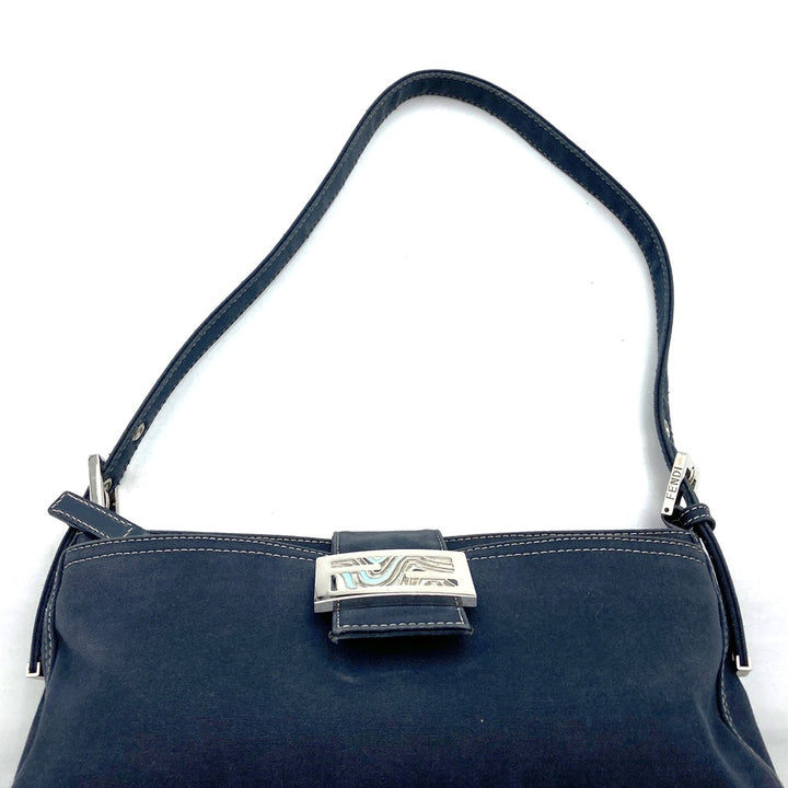 FENDI フェンディ 26772 ショルダーバッグ ハンドバッグ マンマ デニム マーブル キャンバス ネイビー
