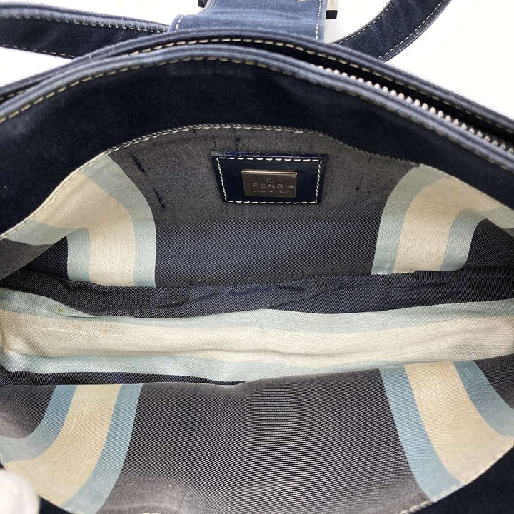 FENDI フェンディ 26772 ショルダーバッグ ハンドバッグ マンマ デニム マーブル キャンバス ネイビー