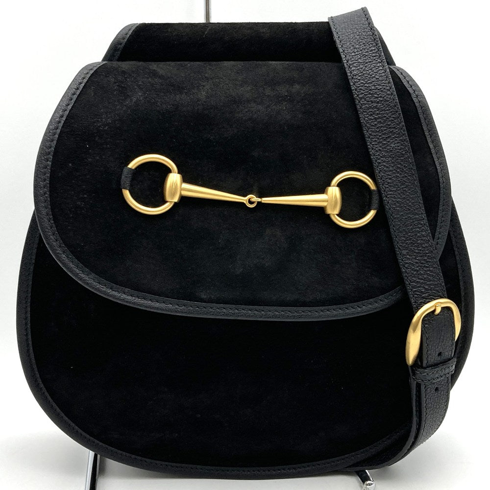 GUCCI グッチ 003 2113 0034 ホースビット ボディバッグ ショルダーバッグ スウェード レザー ブラック ヴィンテージ