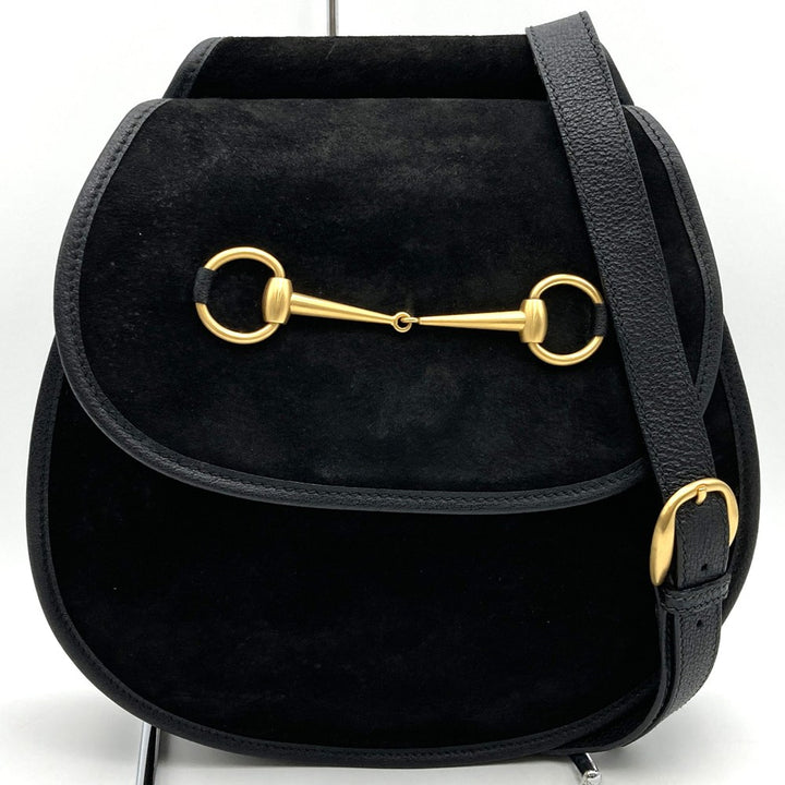 GUCCI グッチ 003 2113 0034 ホースビット ボディバッグ ショルダーバッグ スウェード レザー ブラック ヴィンテージ