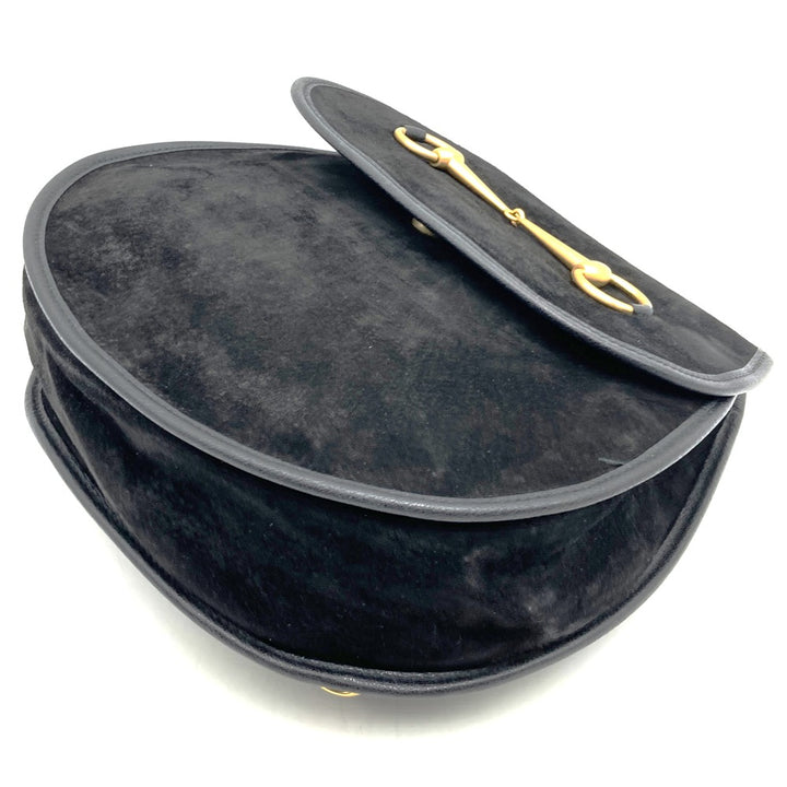 GUCCI グッチ 003 2113 0034 ホースビット ボディバッグ ショルダーバッグ スウェード レザー ブラック ヴィンテージ