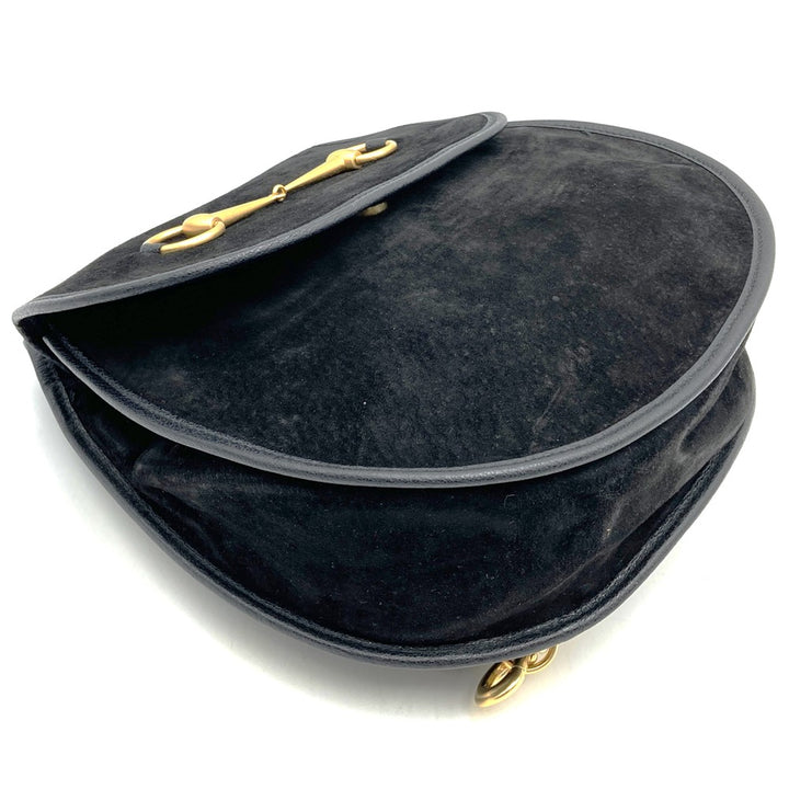 GUCCI グッチ 003 2113 0034 ホースビット ボディバッグ ショルダーバッグ スウェード レザー ブラック ヴィンテージ