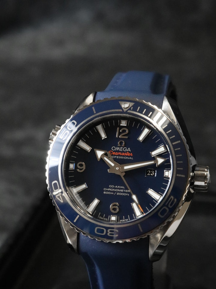 美品 OMEGA オメガ シーマスター プラネットオーシャン デイト 600M 232.92.38.20.03.001 腕時計 コーアクシャル 自動巻き ブルー