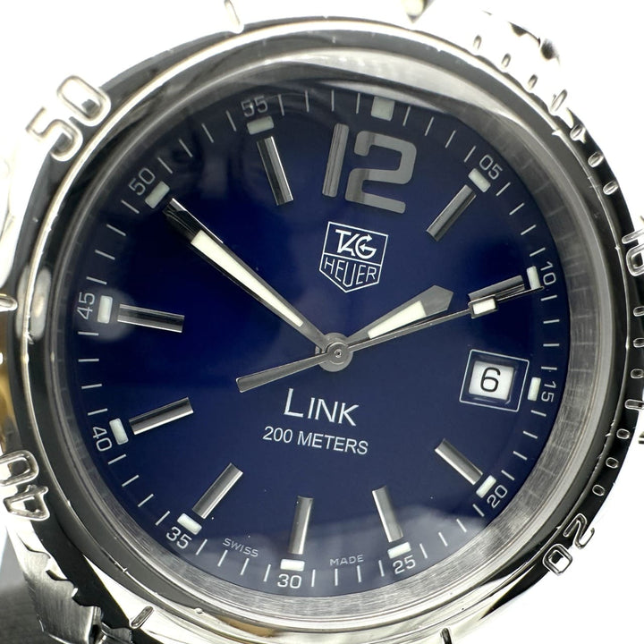 磨き済 TAG HEUER タグホイヤー リンク デイト WT1113-0 余りコマあり 腕時計 クォーツ SS ブルー