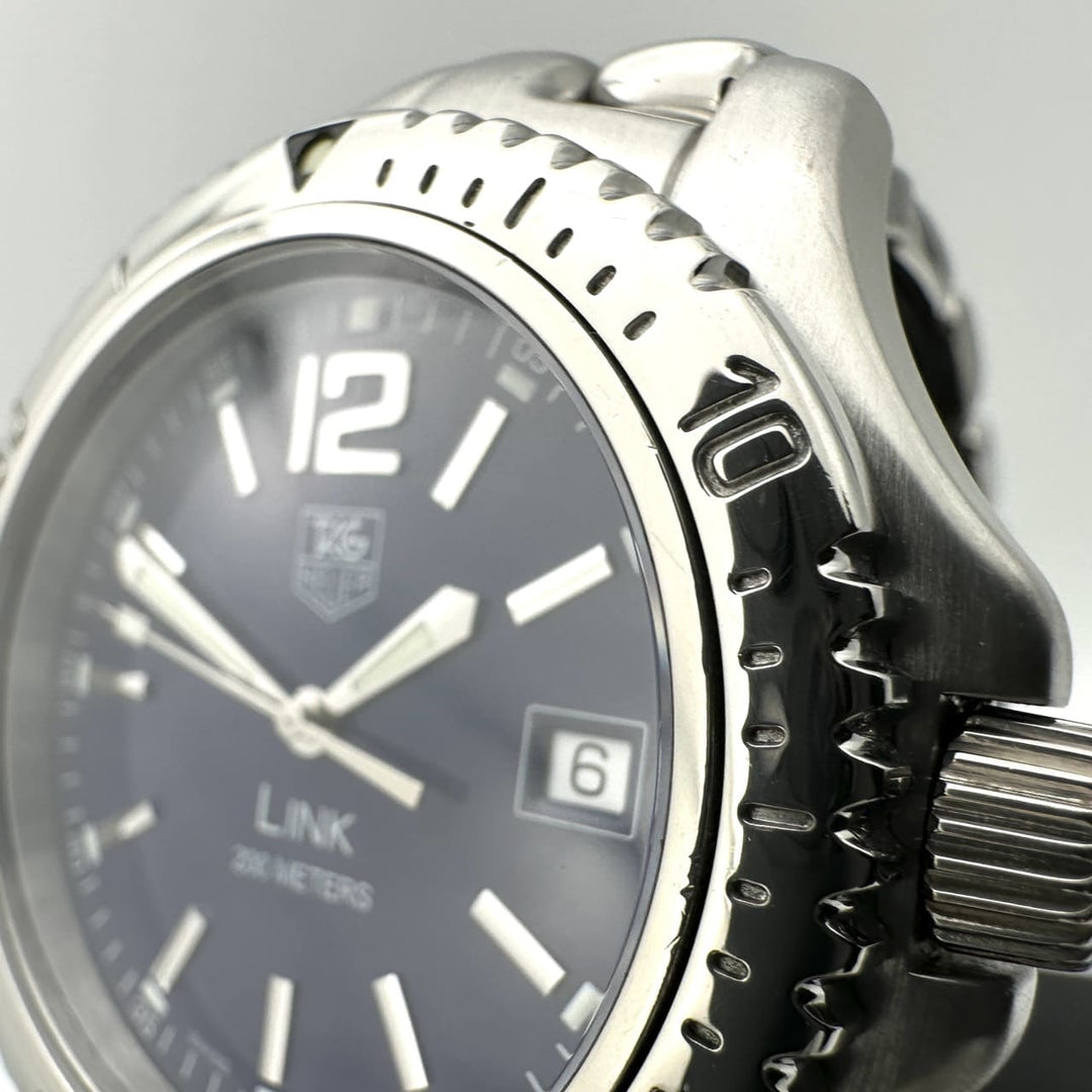 磨き済 TAG HEUER タグホイヤー リンク デイト WT1113-0 余りコマあり 腕時計 クォーツ SS ブルー
