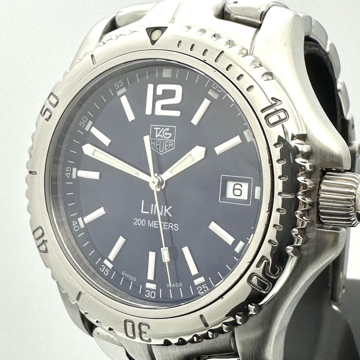 磨き済 TAG HEUER タグホイヤー リンク デイト WT1113-0 余りコマあり 腕時計 クォーツ SS ブルー
