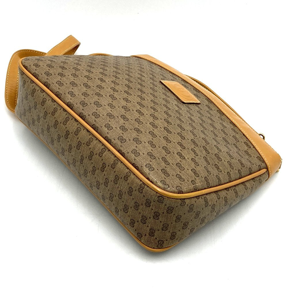 GUCCI グッチ マイクロGG ショルダーバッグ PVC レザー ブラウン オールドグッチ ヴィンテージ