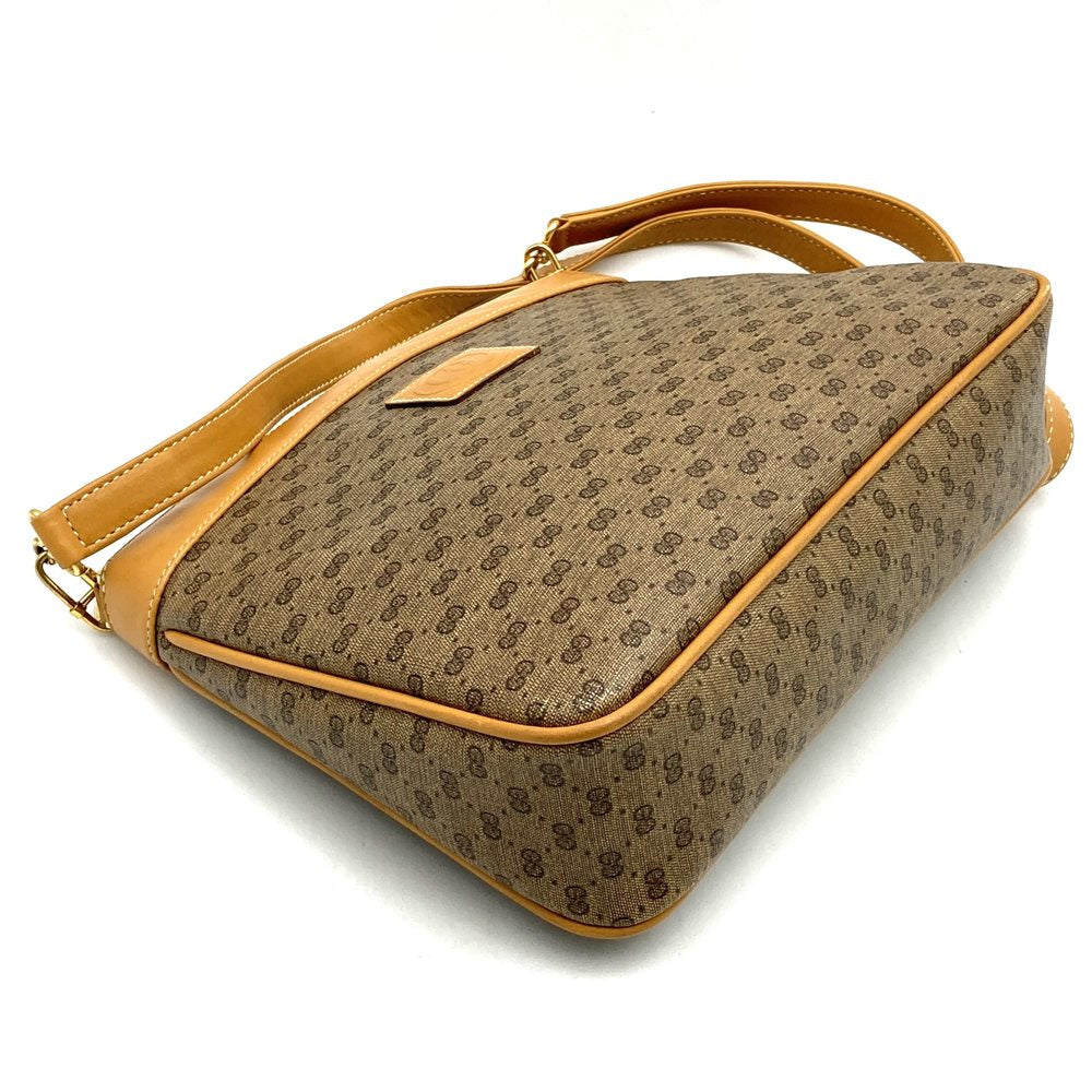 GUCCI グッチ マイクロGG ショルダーバッグ PVC レザー ブラウン オールドグッチ ヴィンテージ
