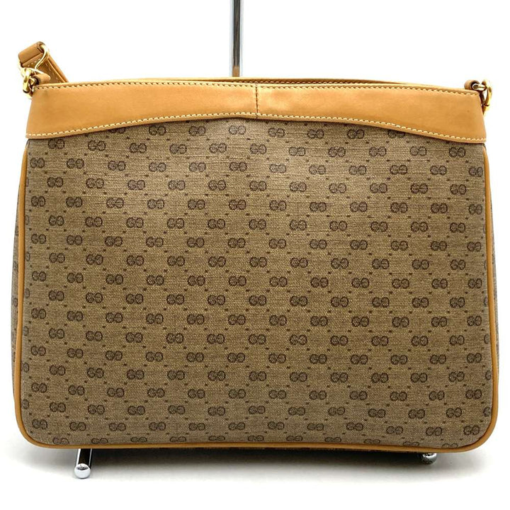 GUCCI グッチ マイクロGG ショルダーバッグ PVC レザー ブラウン オールドグッチ ヴィンテージ