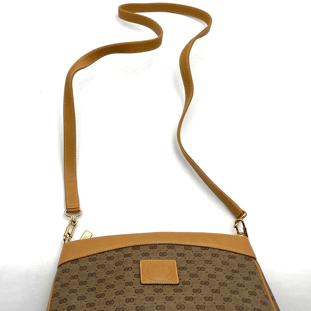 GUCCI グッチ マイクロGG ショルダーバッグ PVC レザー ブラウン オールドグッチ ヴィンテージ