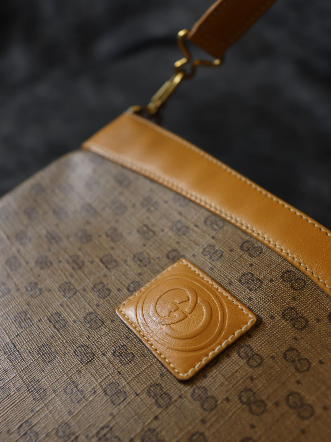 GUCCI グッチ マイクロGG ショルダーバッグ PVC レザー ブラウン オールドグッチ ヴィンテージ