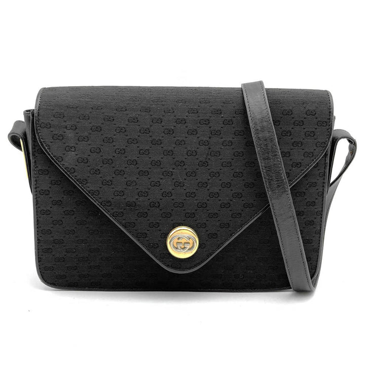 GUCCI グッチ ショルダーバッグ マイクロGG キャンバス レザー ブラック ヴィンテージ