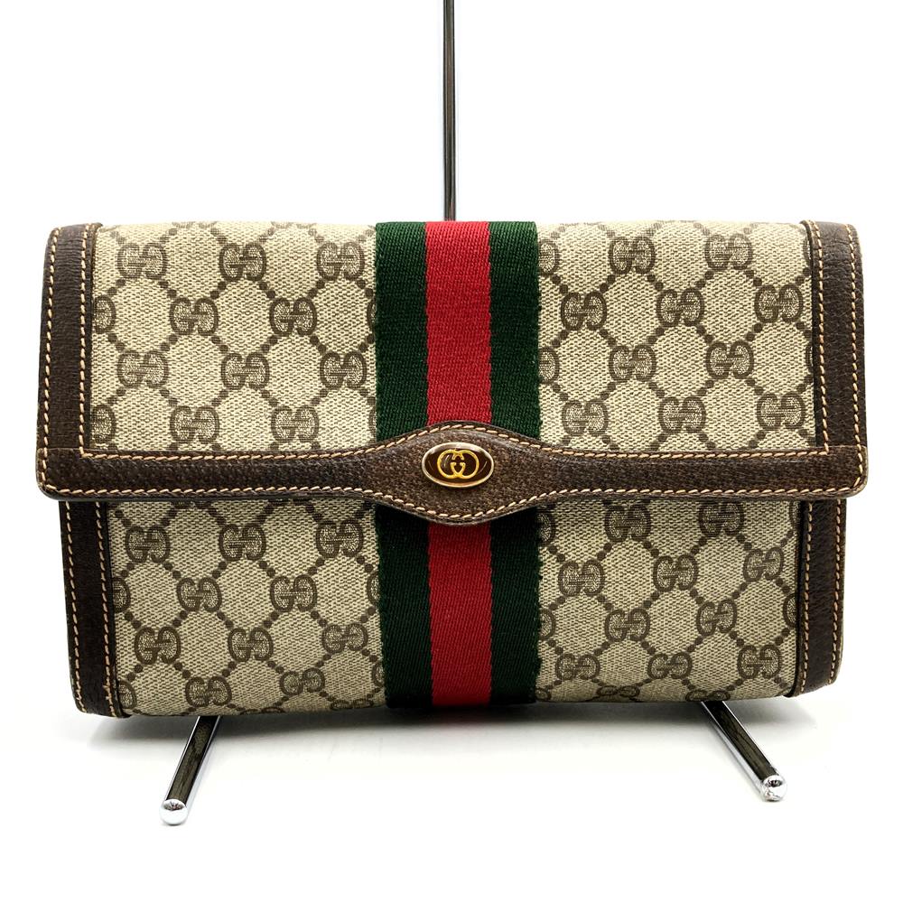 GUCCI オールドグッチ41 001 3087 25クラッチバッグ セカンドバッグ ヴィンテージ アクセコ GGスプリームブラウン