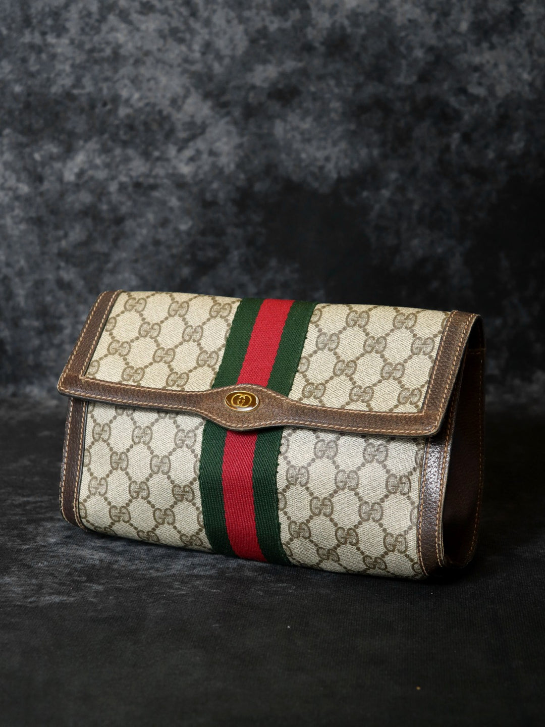 GUCCI オールドグッチ41 001 3087 25クラッチバッグ セカンドバッグ ヴィンテージ アクセコ GGスプリームブラウン