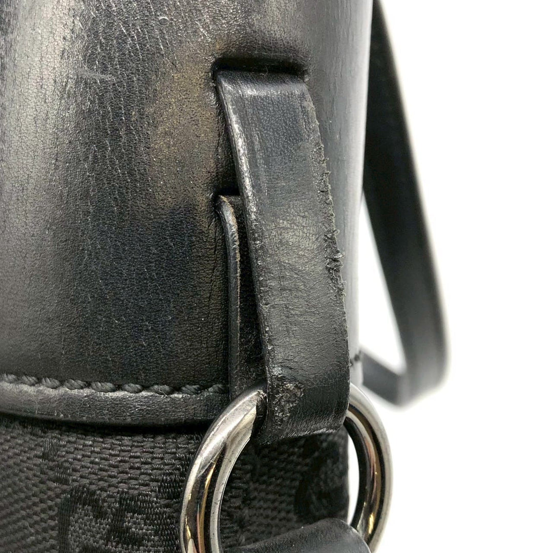 GUCCI グッチ 107757 GGキャンバス トートバッグ ハンドバッグ レザー ブラック