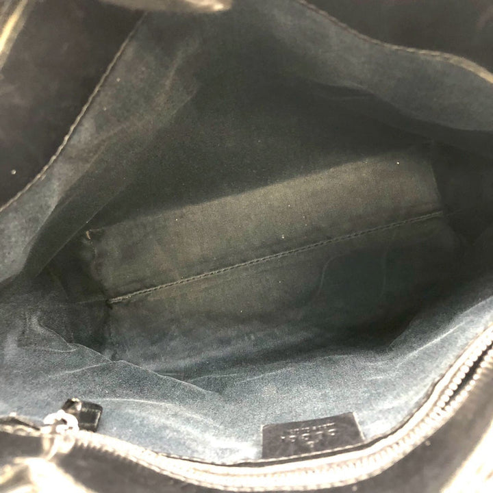 GUCCI グッチ 107757 GGキャンバス トートバッグ ハンドバッグ レザー ブラック