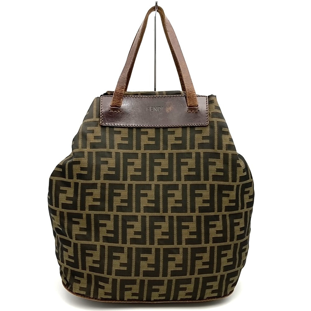FENDI フェンディ ズッカ ハンドバッグ トートバッグ エコバッグ ナイロン レザー ブラウン ヴィンテージ