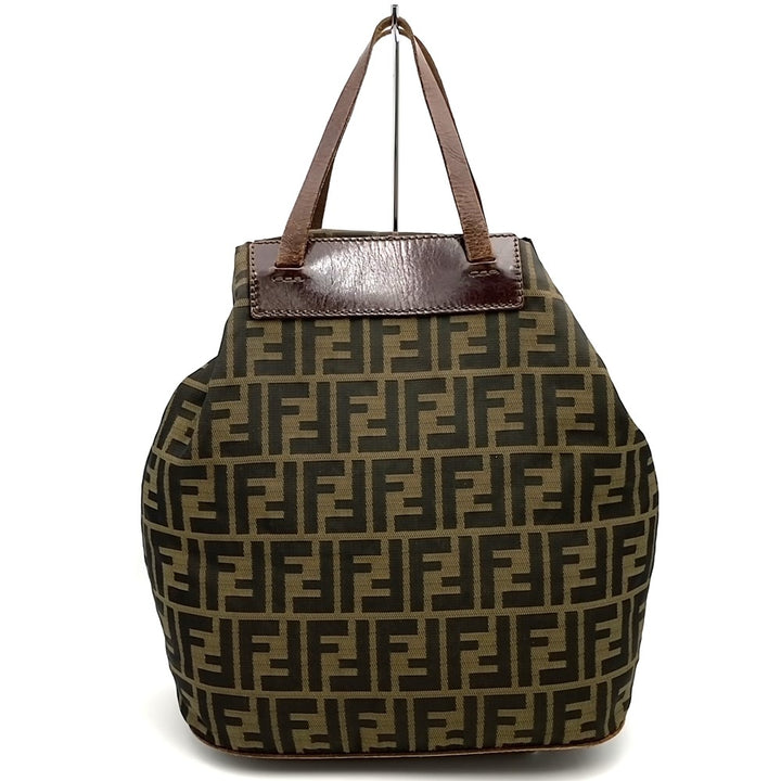 FENDI フェンディ ズッカ ハンドバッグ トートバッグ エコバッグ ナイロン レザー ブラウン ヴィンテージ