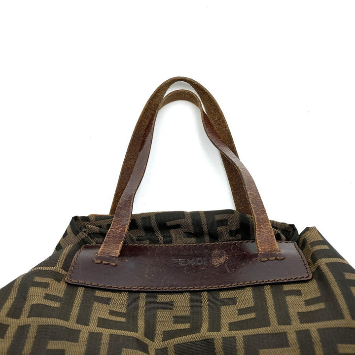 FENDI フェンディ ズッカ ハンドバッグ トートバッグ エコバッグ ナイロン レザー ブラウン ヴィンテージ