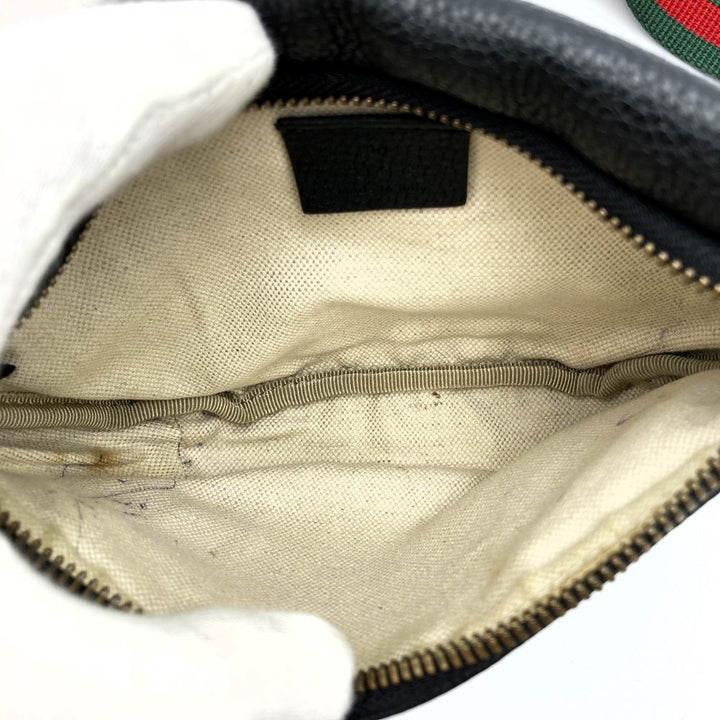GUCCI グッチ 527792 ウエストバッグ ボディバッグ ウエストポーチ 小さい シェリーライン ブラック レザー