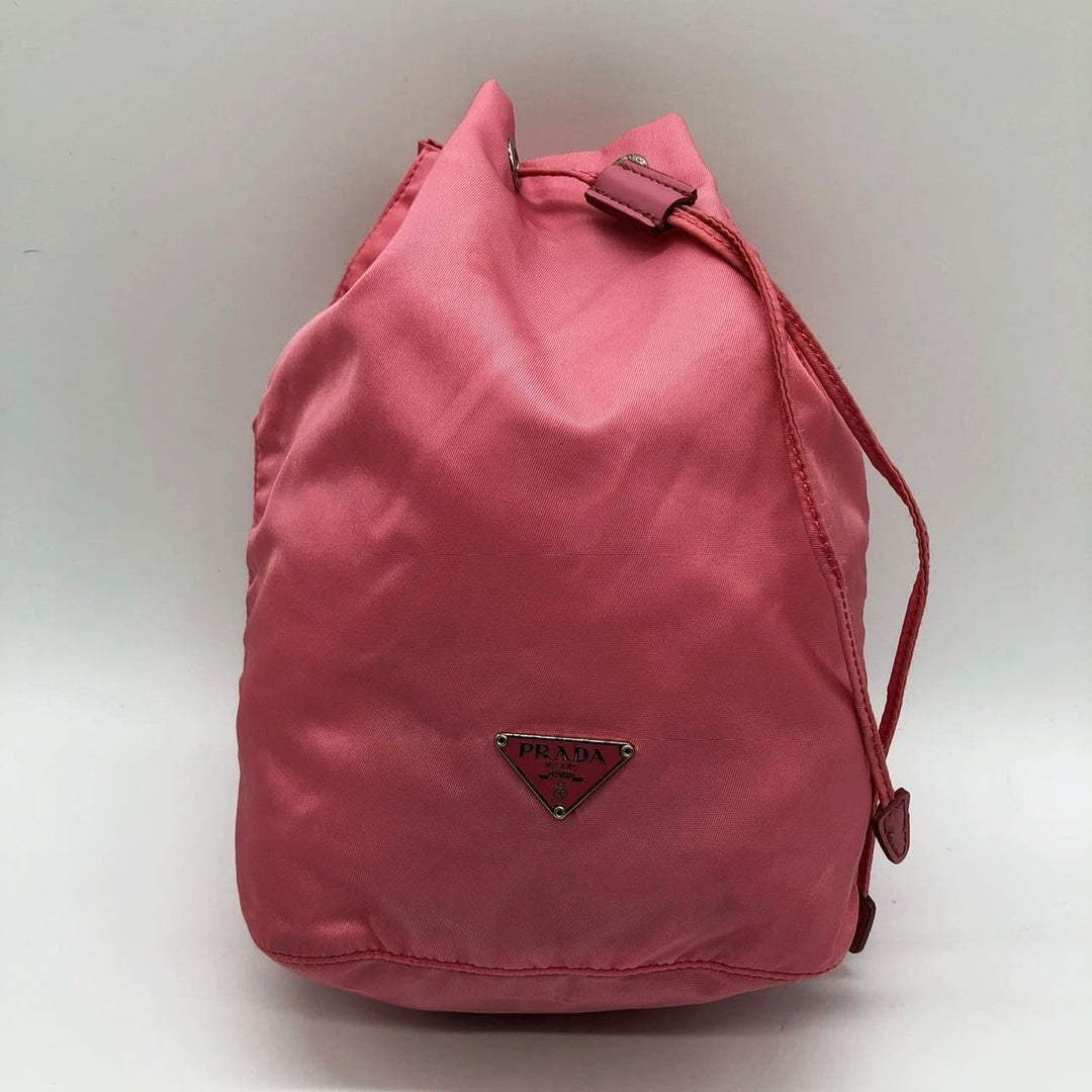 PRADA プラダ ポーチ 巾着 ハンドバッグ ナイロン ピンク ブランド