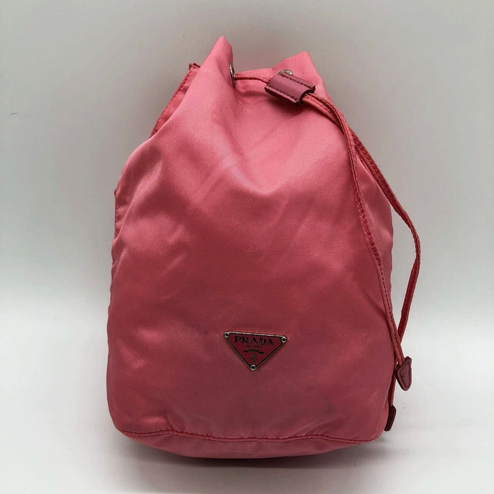 PRADA プラダ ポーチ 巾着 ハンドバッグ ナイロン ピンク ブランド