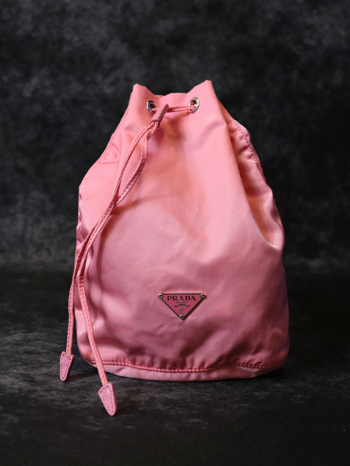 PRADA プラダ ポーチ 巾着 ハンドバッグ ナイロン ピンク ブランド