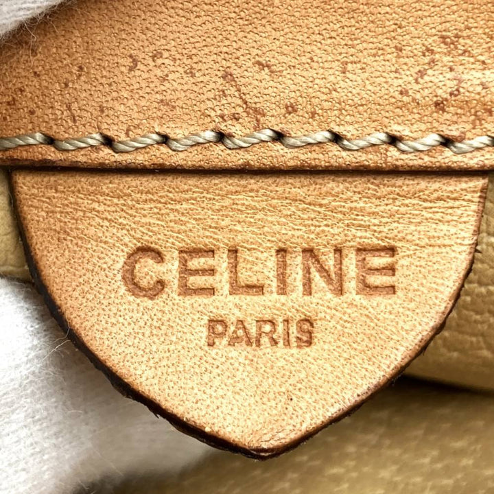 CELINE セリーヌ マカダム 斜め掛け ショルダーバッグ フラップ式 PVC レザー ブラウン ヴィンテージ